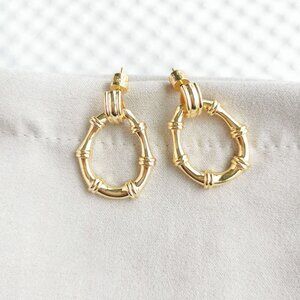 Alicia Bonnie Gold Elora Drop Hoop Earrings NEW